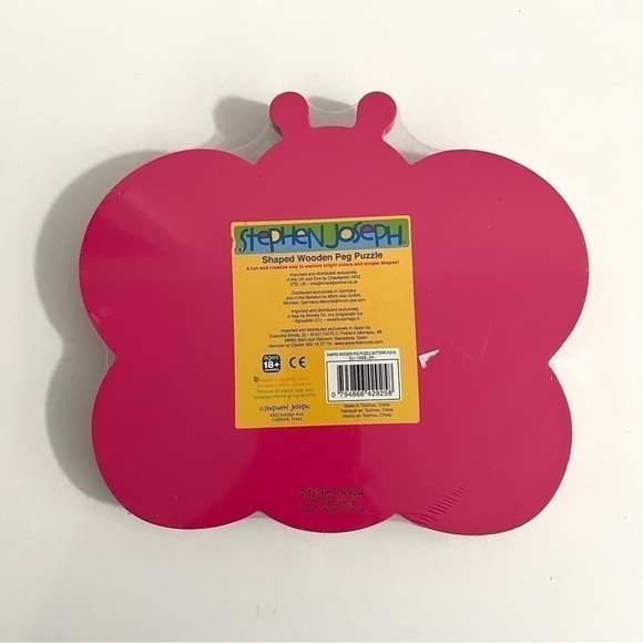 Lot of 2 Stephen Joseph Shaped Wooden Peg Puzzle Butterfly and Cupcake - Picture 3 of 7